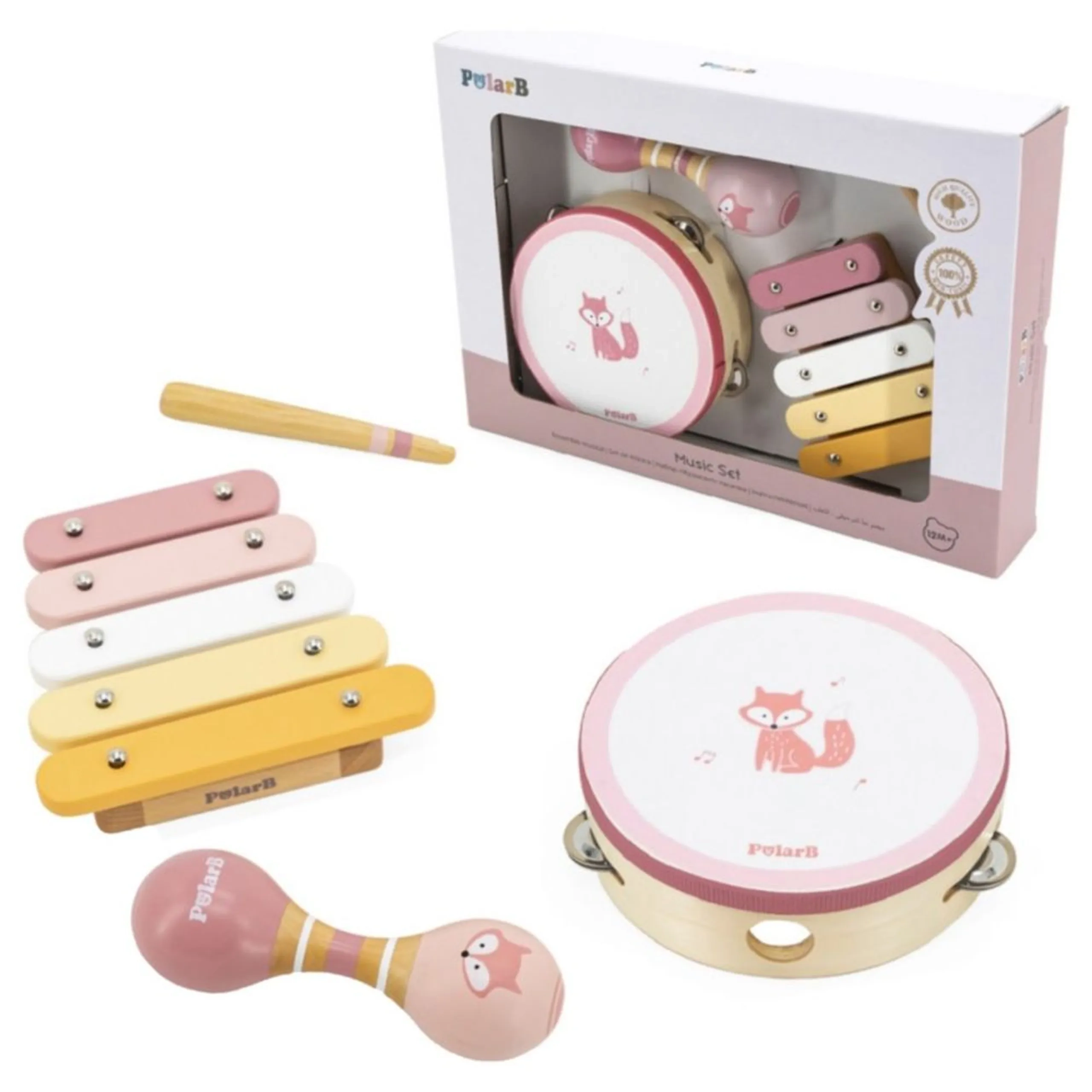 PolarB Bird Wooden Music Set - Suitable for 12 months and above