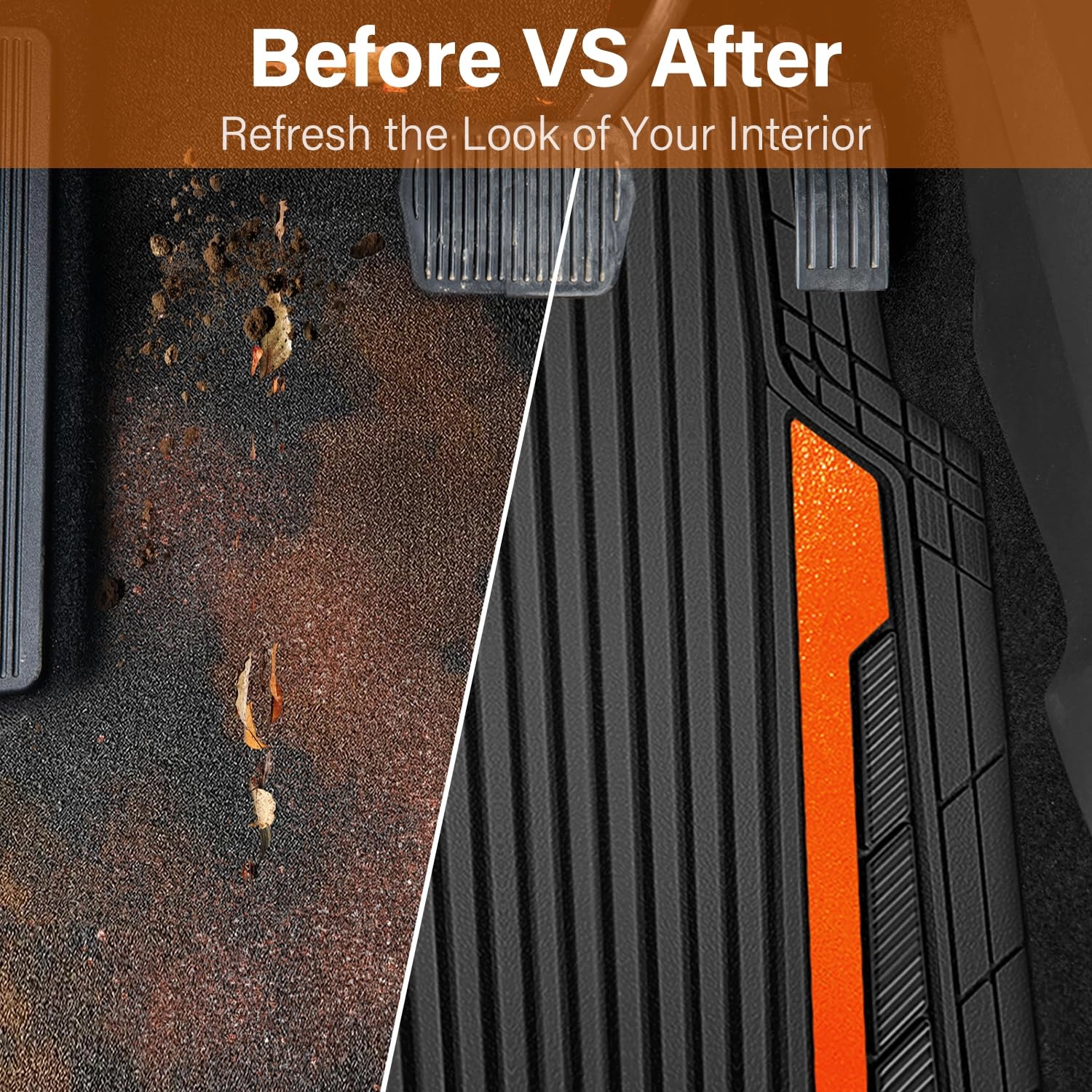 Heavy Duty Rubber Car Mats - All Weather Anodized Universal Fit