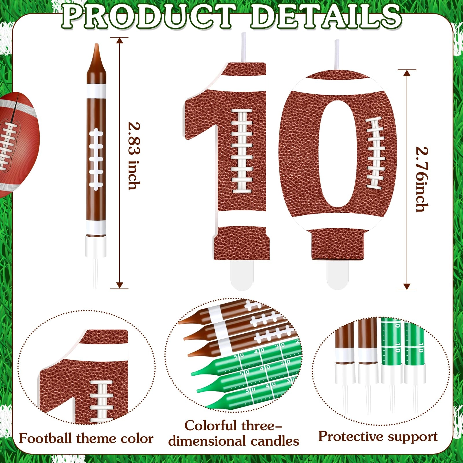 11 PCS Football Birthday Candles