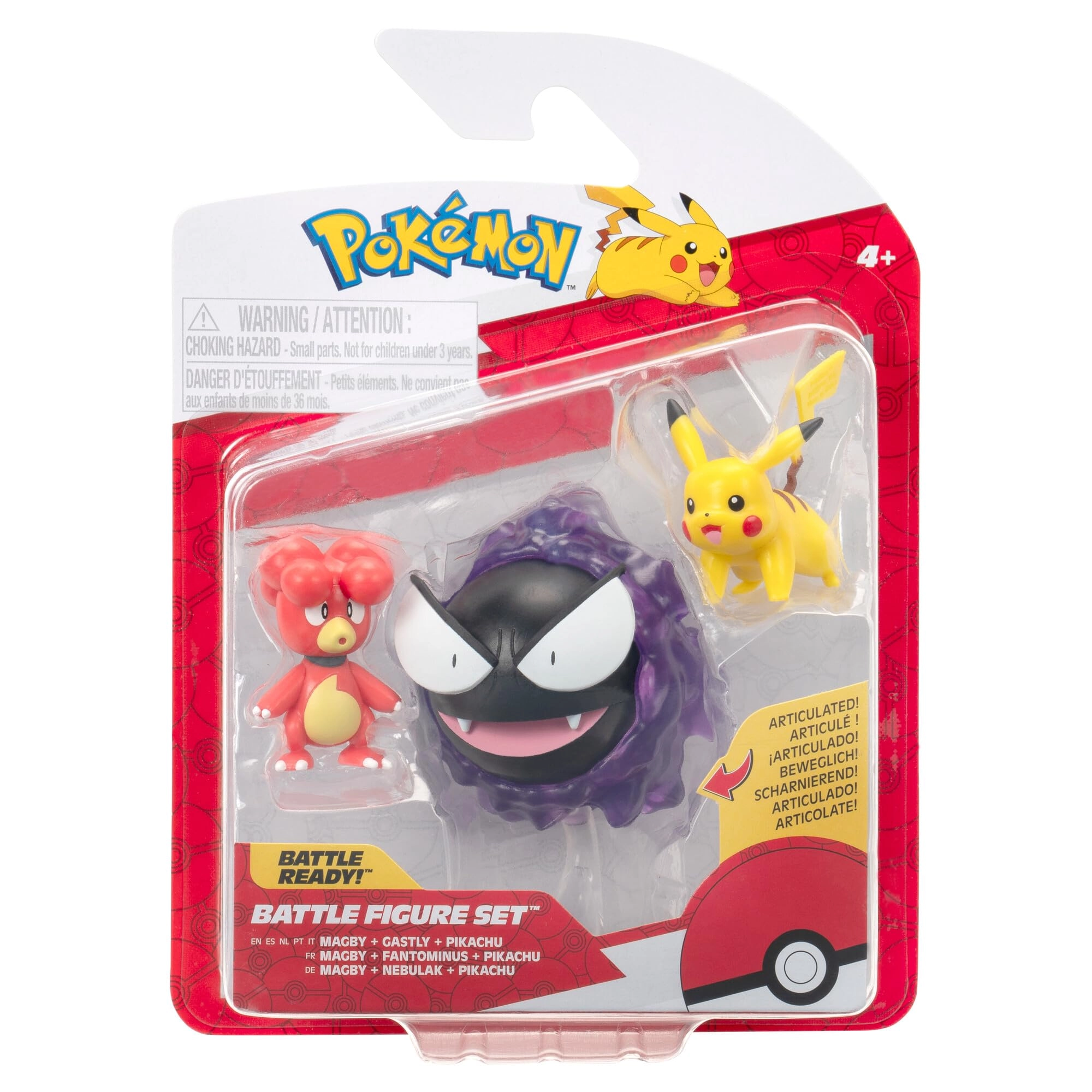 Jazwares Battle Figure - Pikachu + Magby + Gastly (PKW4082) 3 pcs