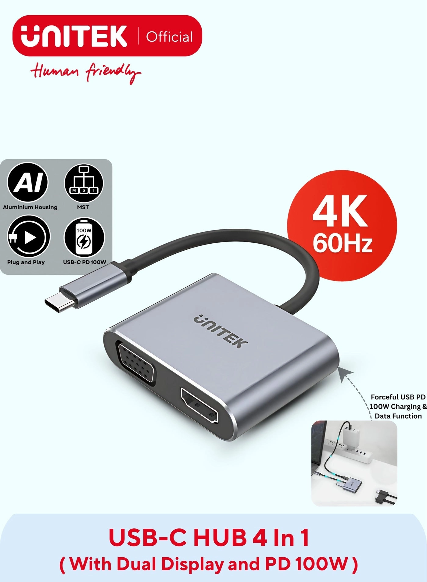 UNITEK TYPE-C HUB D1049A - USB Type C