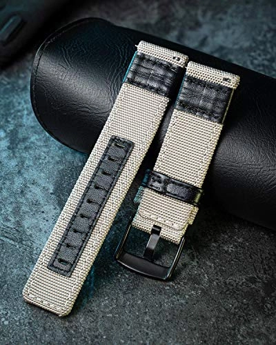 20mm 22mm Canvas Leather Hybrid Watch Band for Amazfit Bip/GTR/GTS/Pace/Stratos - 42mm 47mm