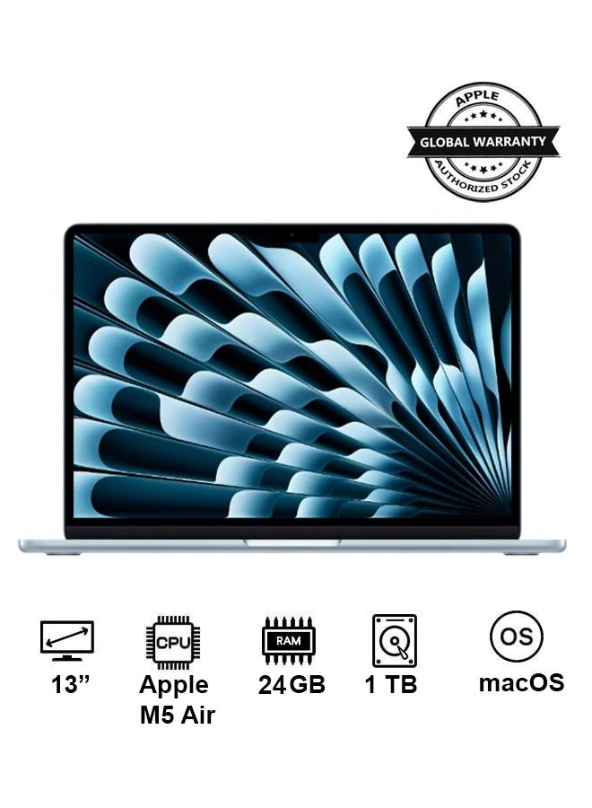 MacBook Air MDHG4AB - 13'' M5 Air | 10-Core CPU 10-Core GPU 24 GB DDR4 1 TB SSD