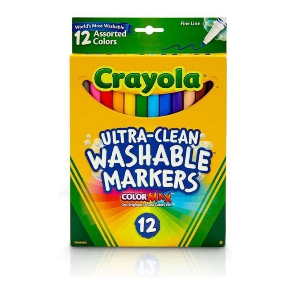 Ultraclean Washable Fine Line Colormax Markers - 12 Multi Colour Fine Line