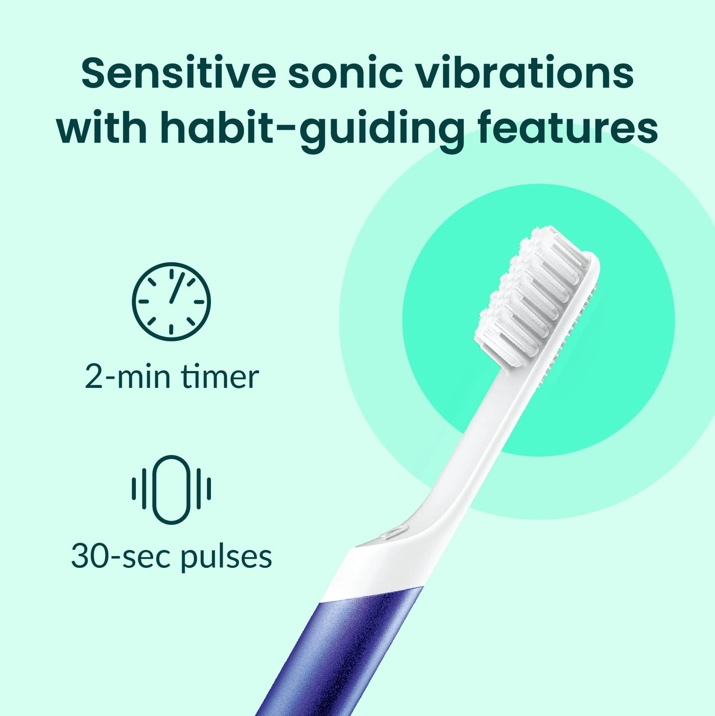 Sonic Toothbrush - Timed Replaceable Head 3 Month Battery Life