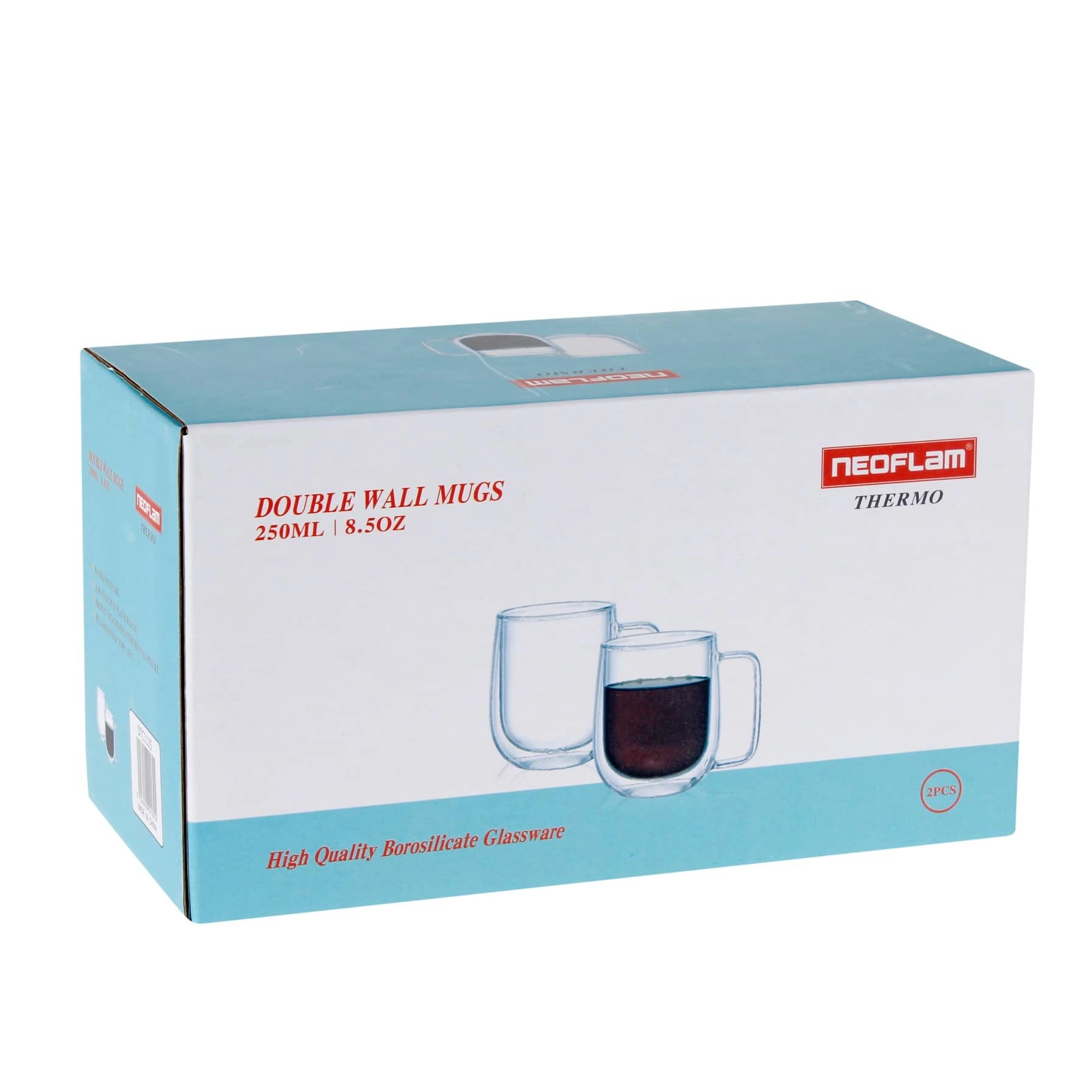 Borosilicate Glass Double Wall Mug - 2 pcs - 250 ml