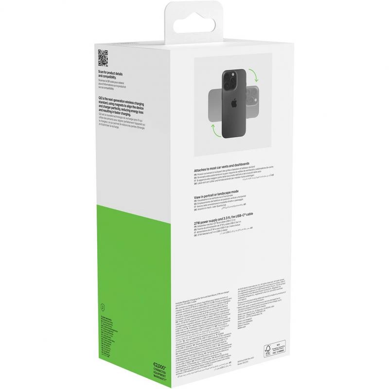 Magnetic Charging Car Vent and Dash Mount - Qi Wireless 15W