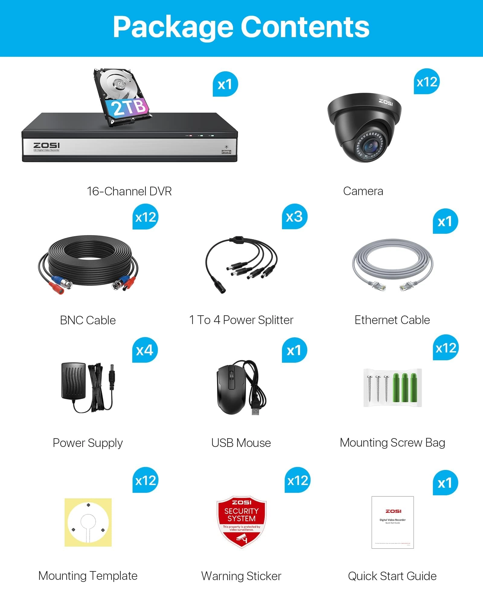 1080P 16CH Security Camera System - 2TB