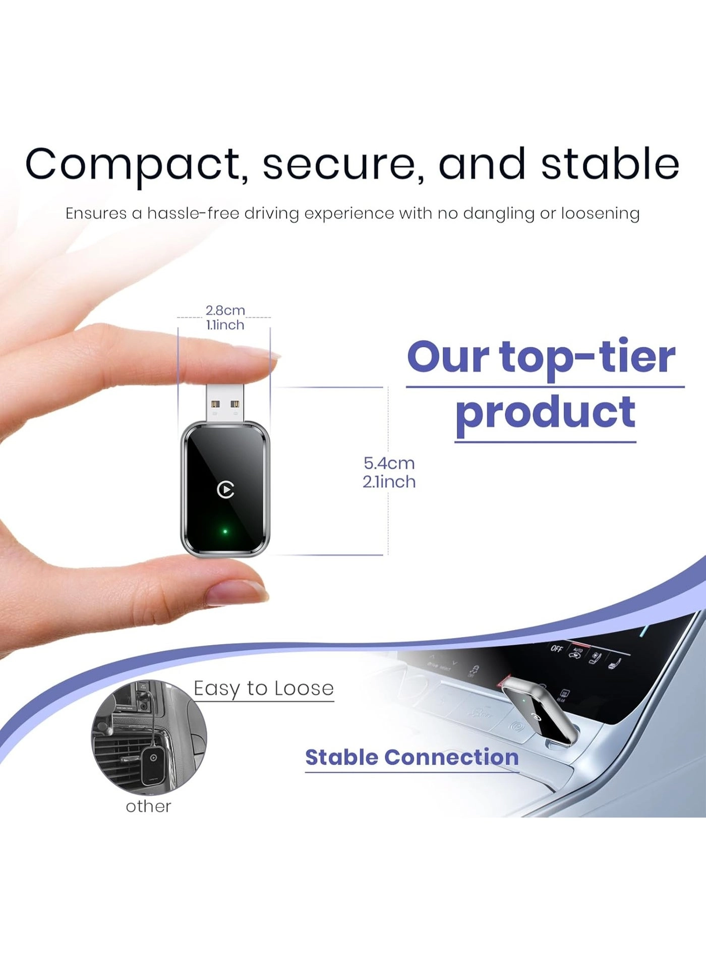 Wireless CarPlay Adapter - Mini USB Plug and Play