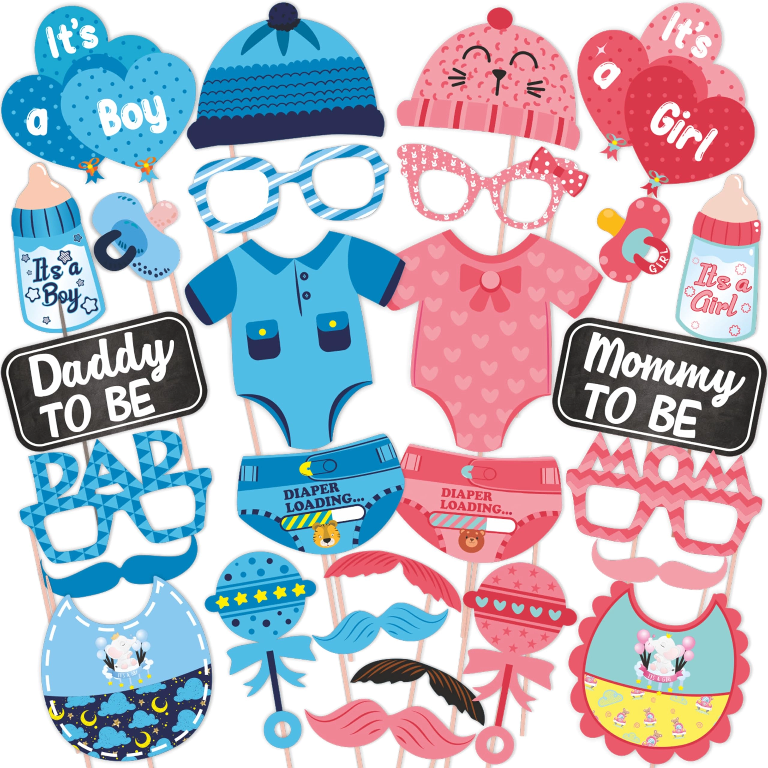 1378434031, Discount Retail, Nyay Khand-1, Indirapuram, Ghaziabad, Uttar Pradesh, 201014 Photo Booth Props - 28 Pieces Baby Shower
