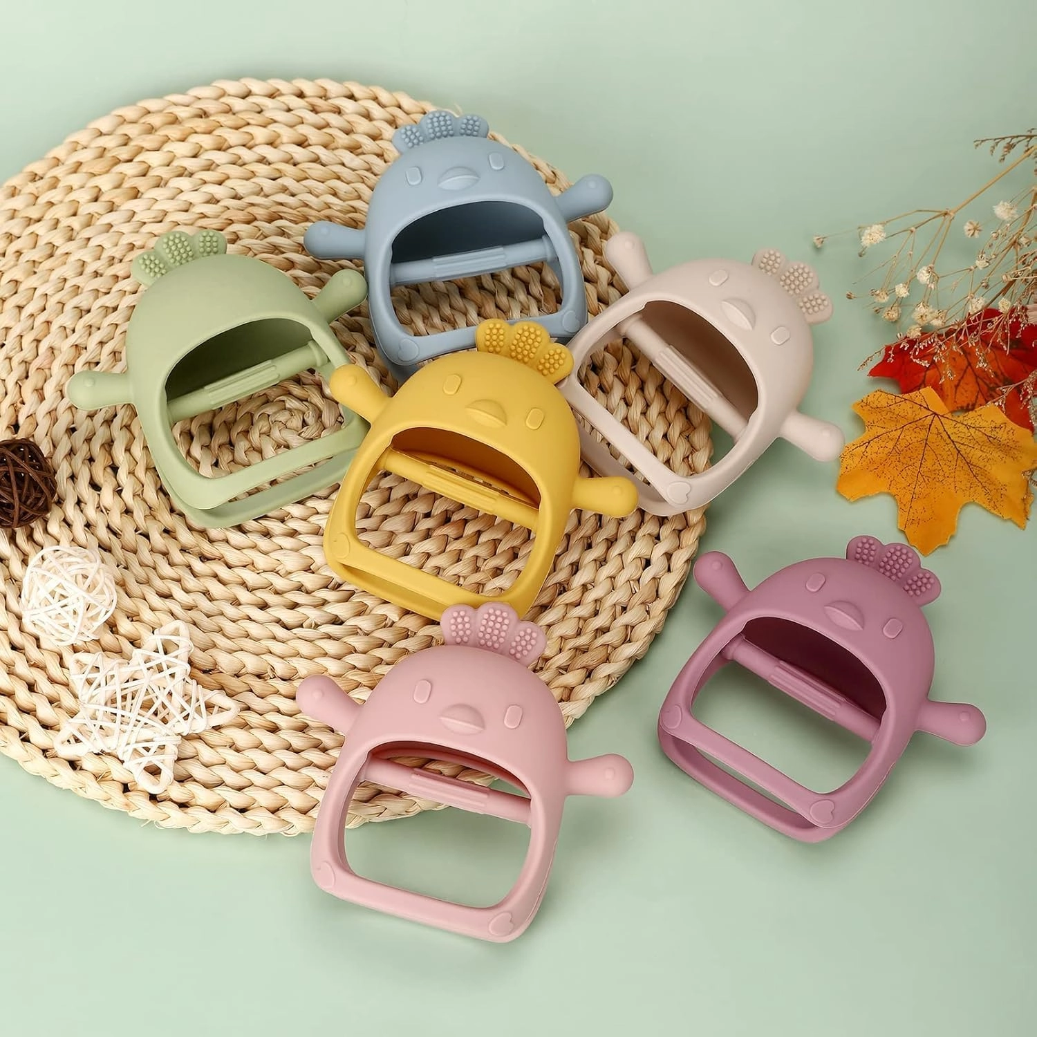 2 in 1 Teether - Beech Wood, Silicone