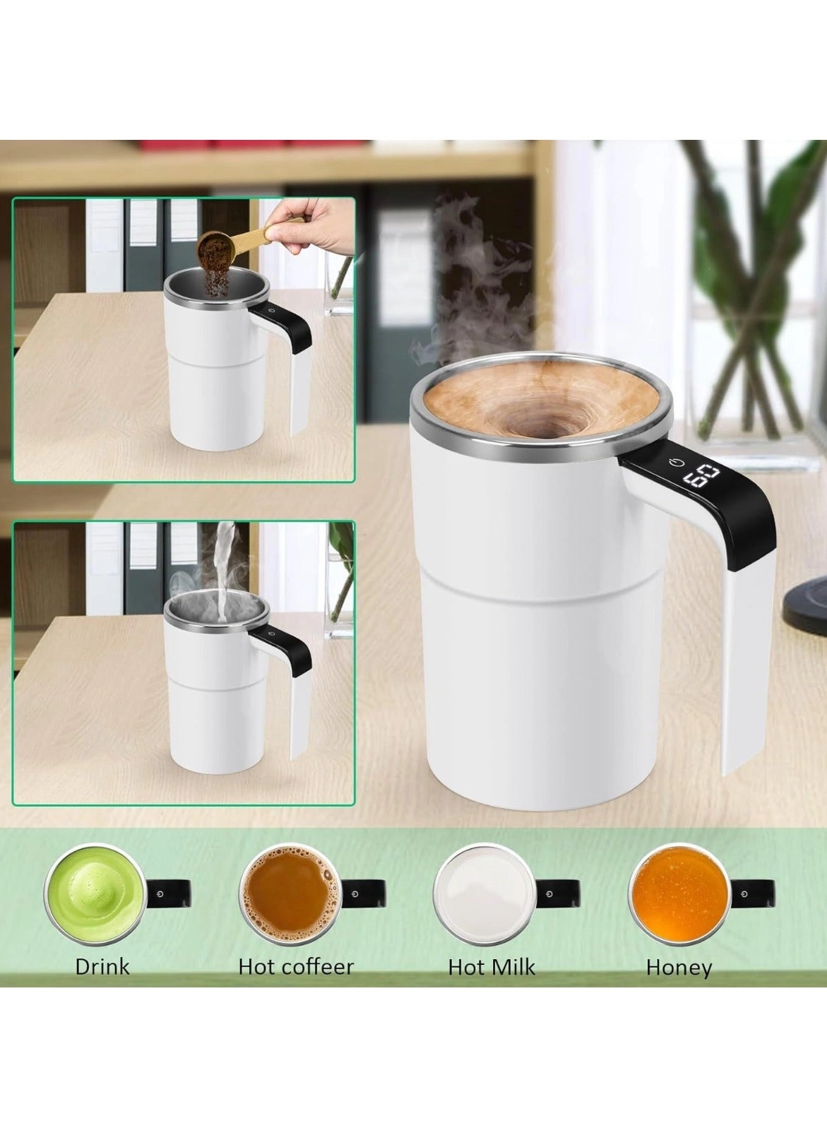 Beverage Stirrer Cup - Automatic Stirring Portable USB Rechargeable