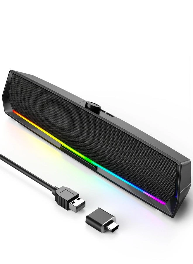LENRUE Computer Speakers - Easy Knob Touch Lights USB AUX Plug and Play
