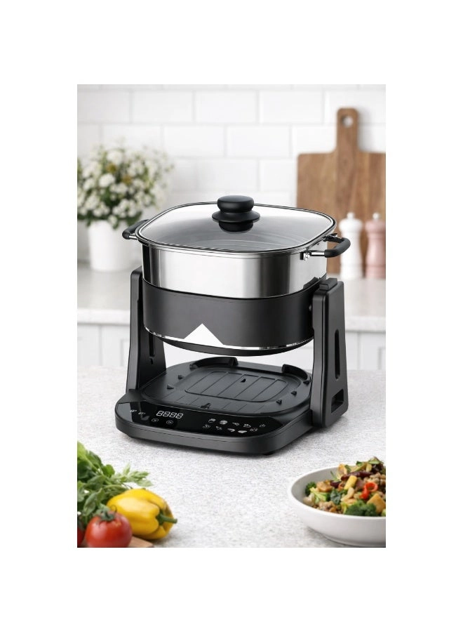 4-in-1 Multi-Function Electric Cooker - 180° Flip Design Digital Touch Control