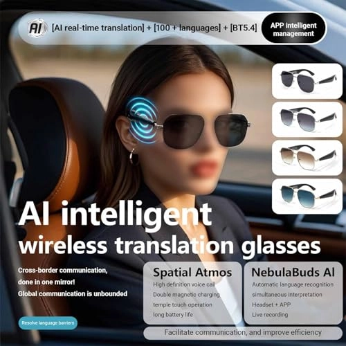 AI Translation Glasses - 134 languages IP65 waterproof Wireless calls