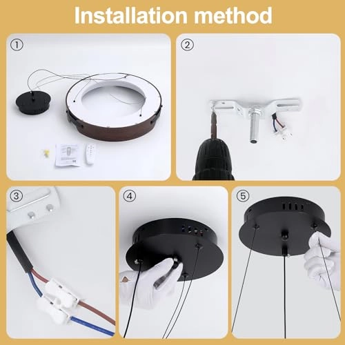 Round LED Chandelier - 3000K–6000K Dimmable