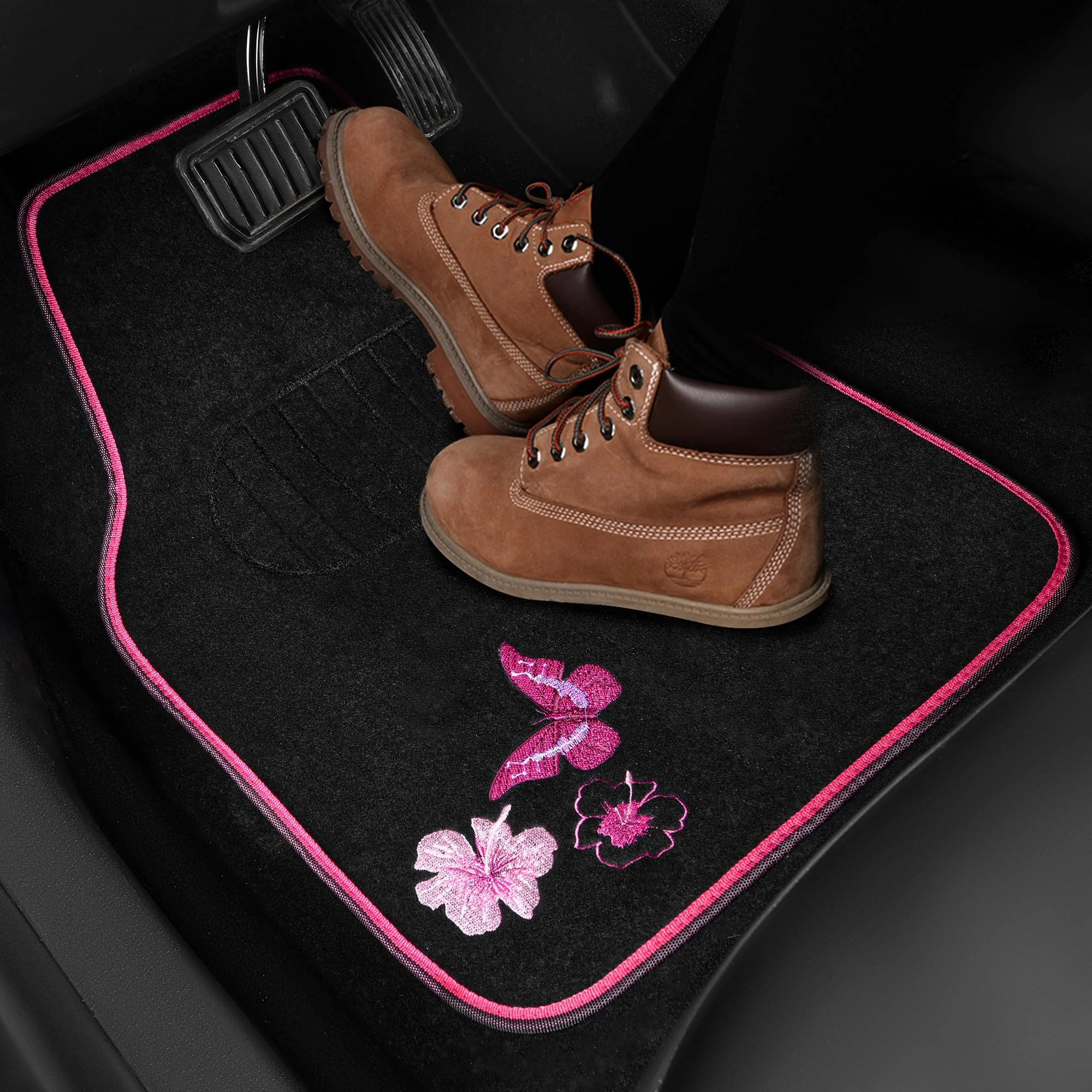 Embroidery Butterfly and Flower Car Floor Mats