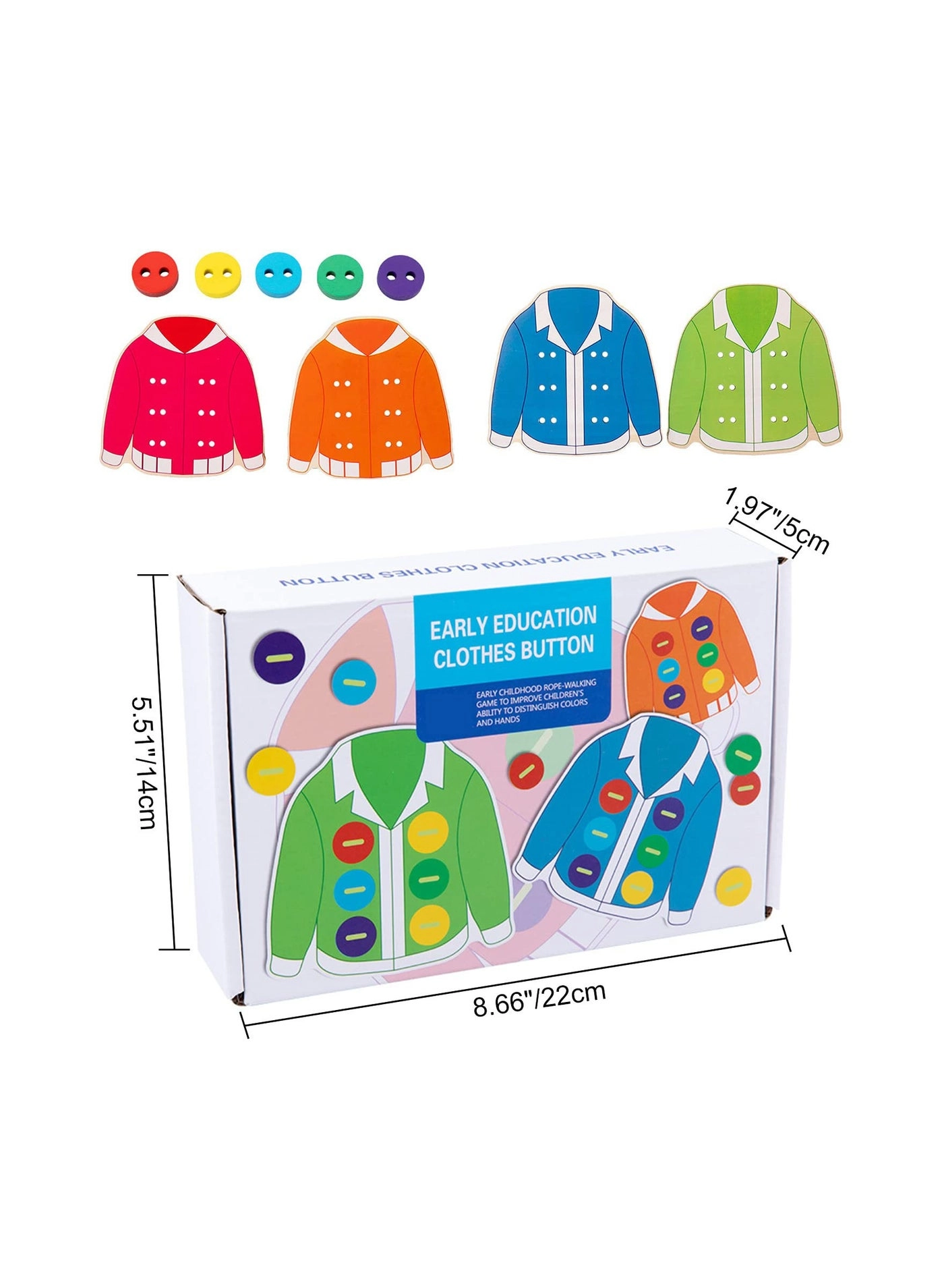 Wooden Clothes Lacing Toys - 3 4 5 Years 4 wooden clothes 4 ropes 24 buttons 30 tips cards