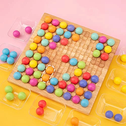 Wooden Bead Puzzle - 20*20*1cm 80 colorful beads
