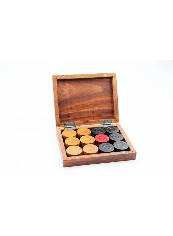 Premia - Carrom Coins Wooden Ashwood Box