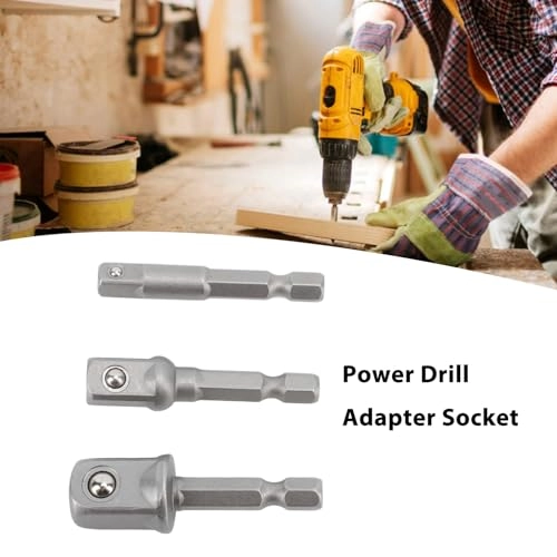 Power Drill Adapter - 3 Piece 1/4" 3/8" 1/2" Stainless Steel