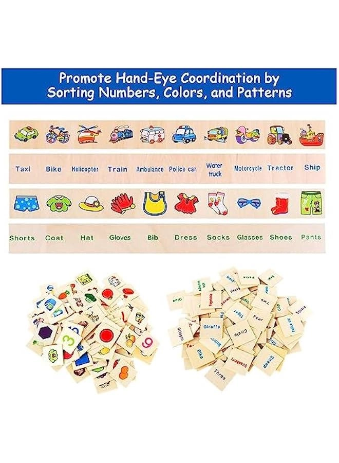 Wooden Montessori Toys - Age 1 2 3 4 8 boards 80 little wooden blocks