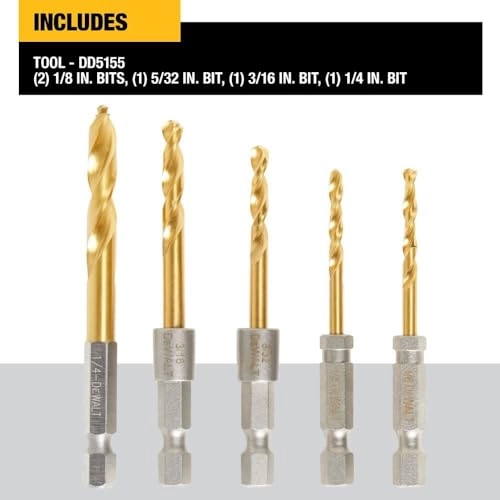 Drill Bit Set - Titanium Nitride Coated 5pc