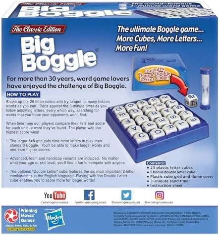 Big Boggle - 5x5 Grid 25 Letter Cubes