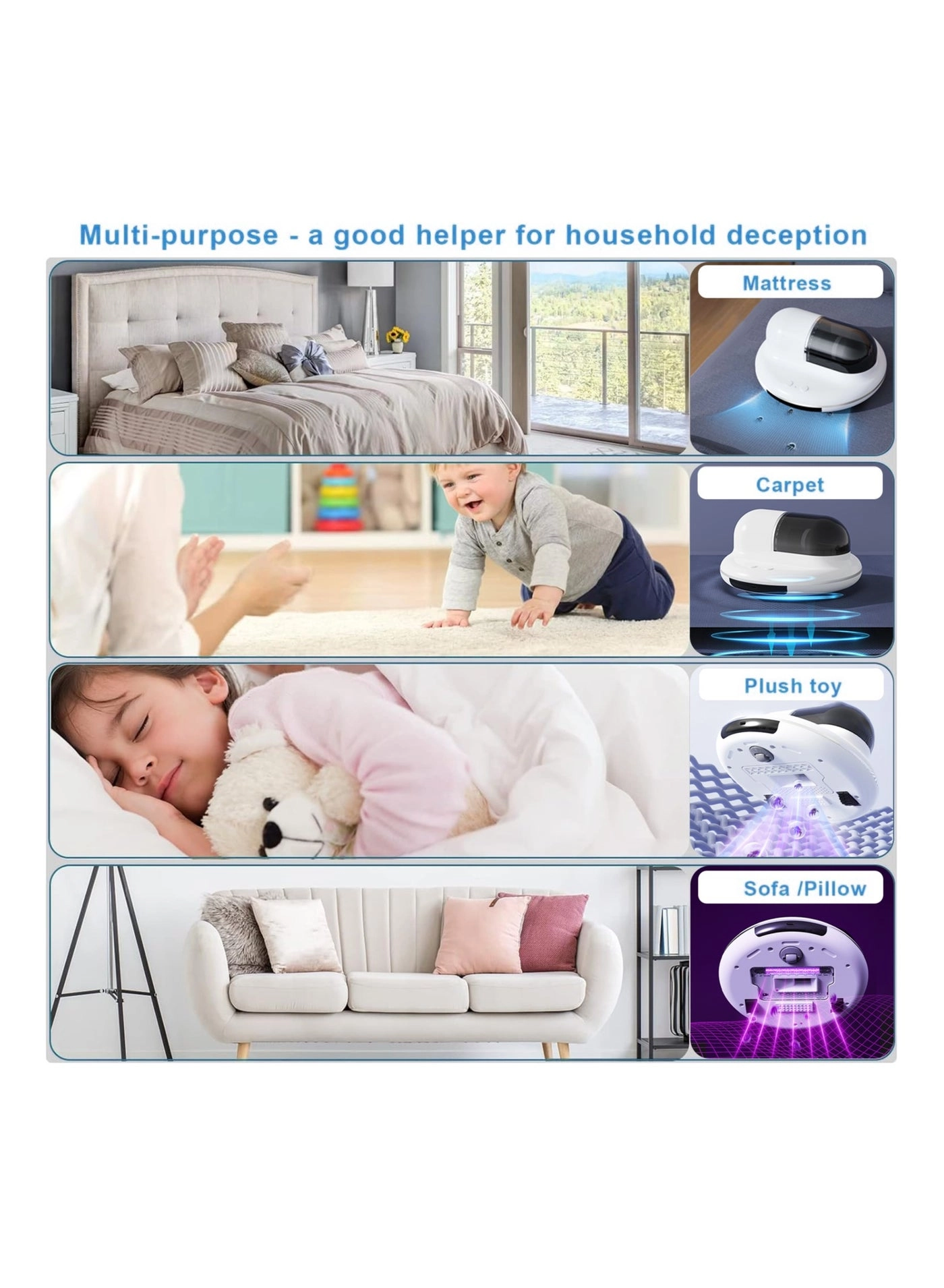 UV Vacuum Cleaner - 7Kpa Strong Suction Low Noise