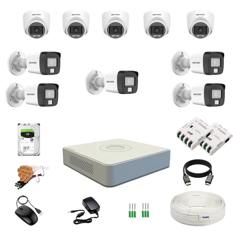 Prama Hikvision India Pvt.Ltd 16CH DVR + 3K/5MP Dome Camera + 3K/5MP Bullet Camera + HDD - 4TB + 8CH SMPS + CCTV Cable + BNC/DC Connectors