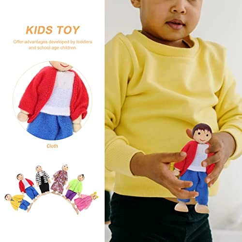 Wooden Dollhouse Family Set - play 6Pcs