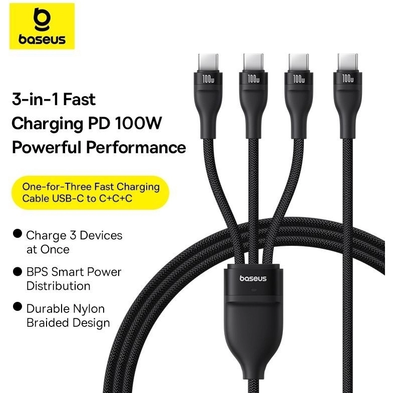 Flash Series 3 One-for-three Cable 100W USB-C to USB-C 1.5m Braided