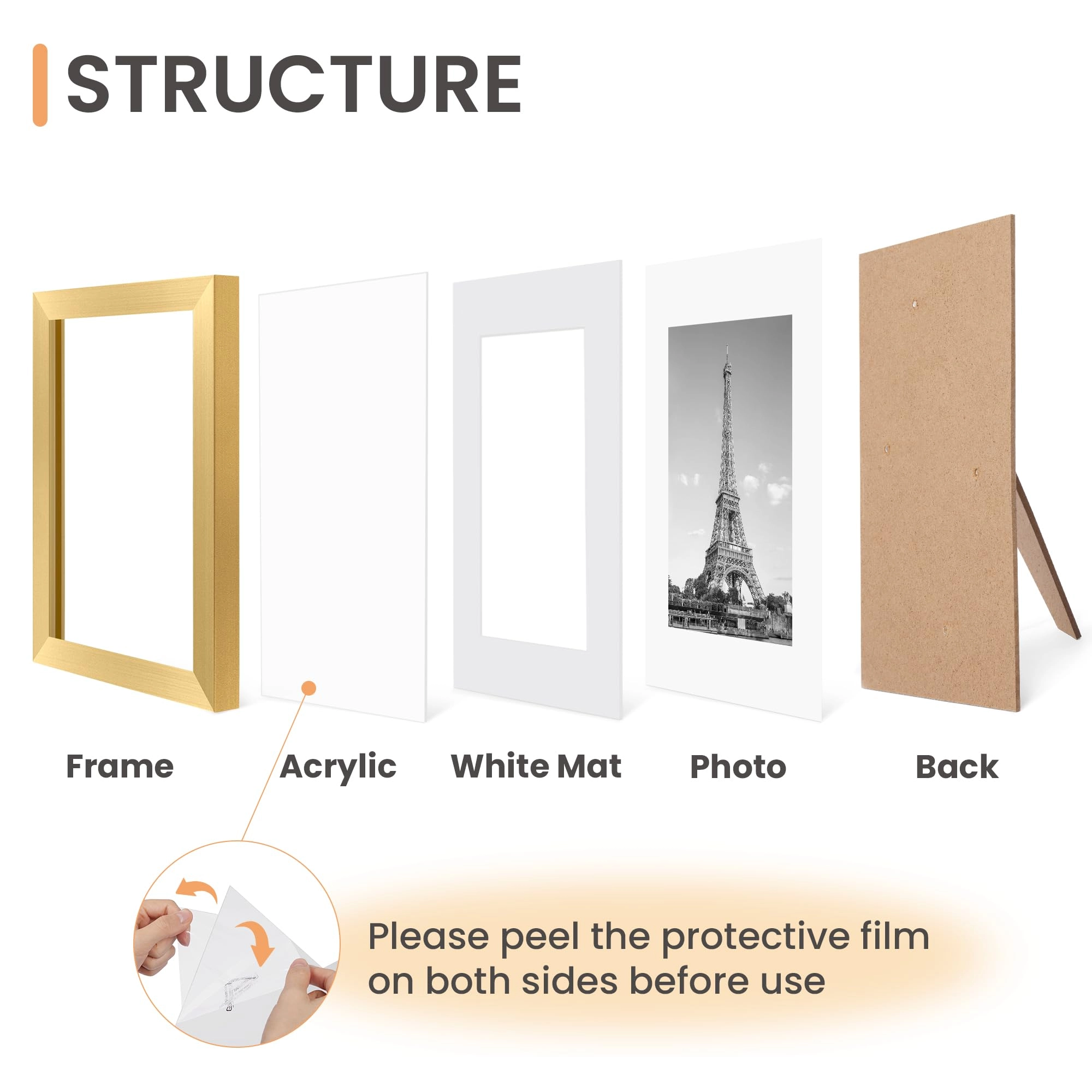 10 Pack Picture Frames - 8x10, 5x7, 4x6