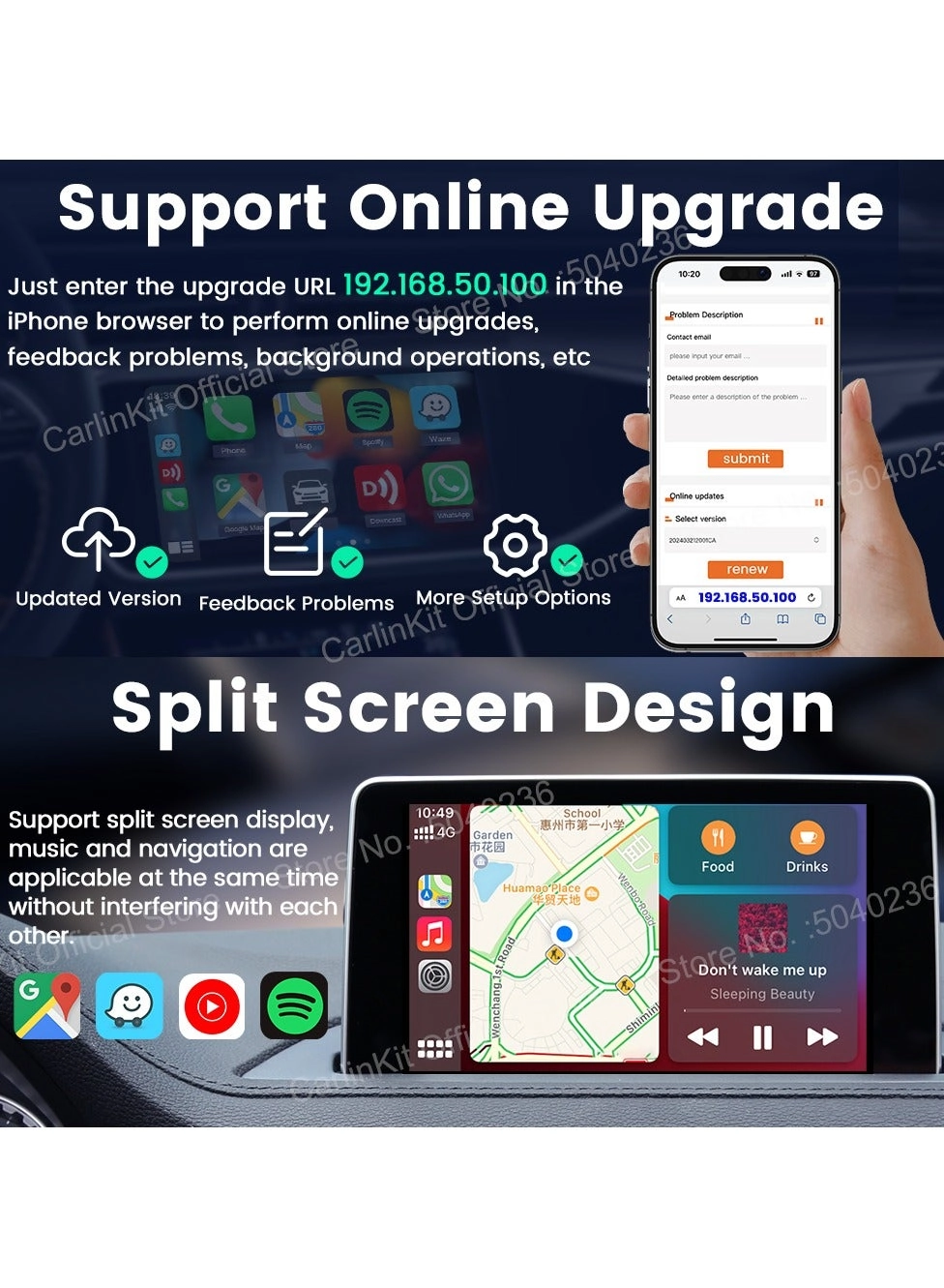 3.0 Wireless CarPlay Adapter - VW Audi Ford Sync 3 Mazda Mercedes Honda Chevy Subaru Porsche Hyundai Kia Lexus Gmc Acura