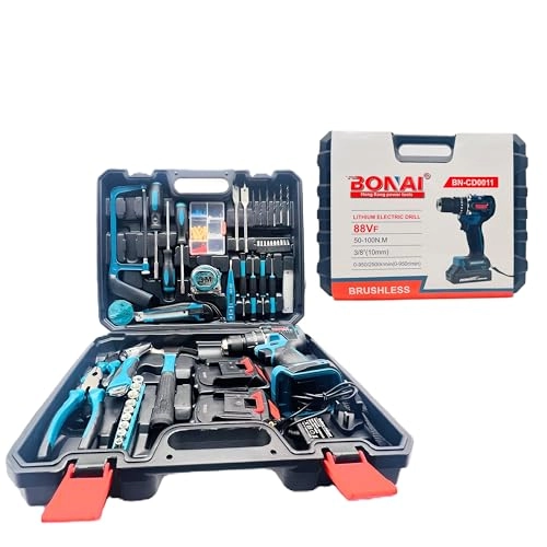 88V Brushless Cordless Electric Drill Set - 100 Newton Meters 2500 RPM