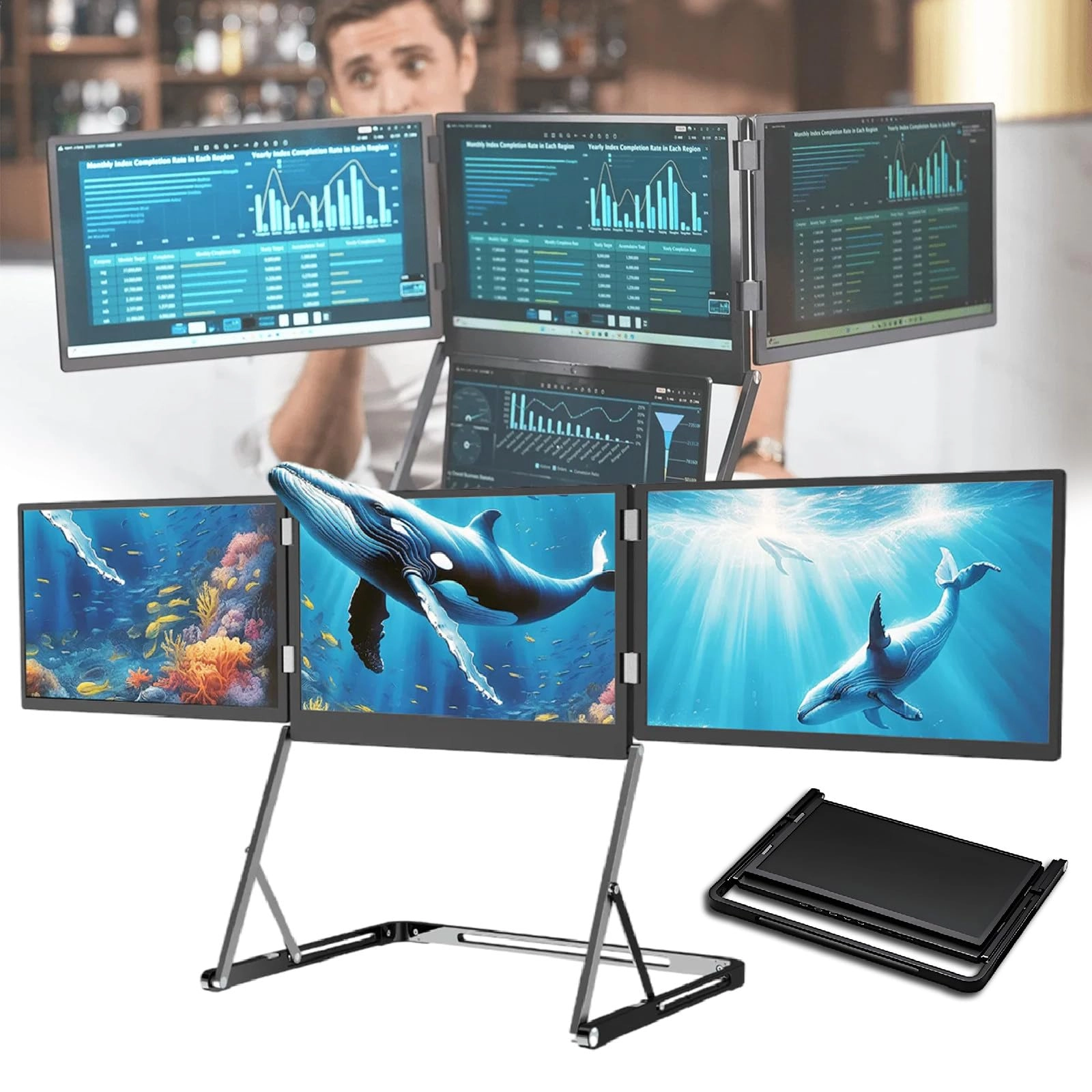 XEEAOFE 15.6" Portable Triple Monitor - 1080p FHD