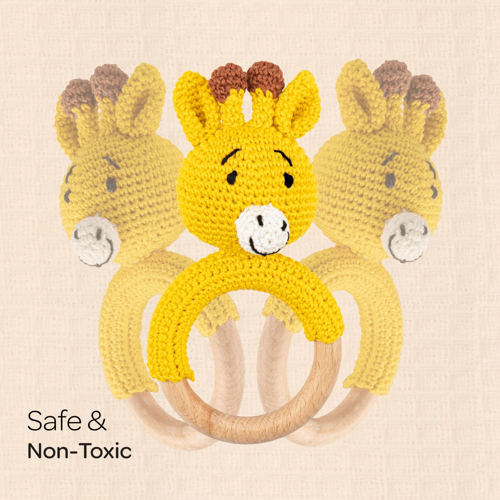 Crochet Ring Rattle Toy - Suitable for 0 month & above premium cotton yarn Tiger