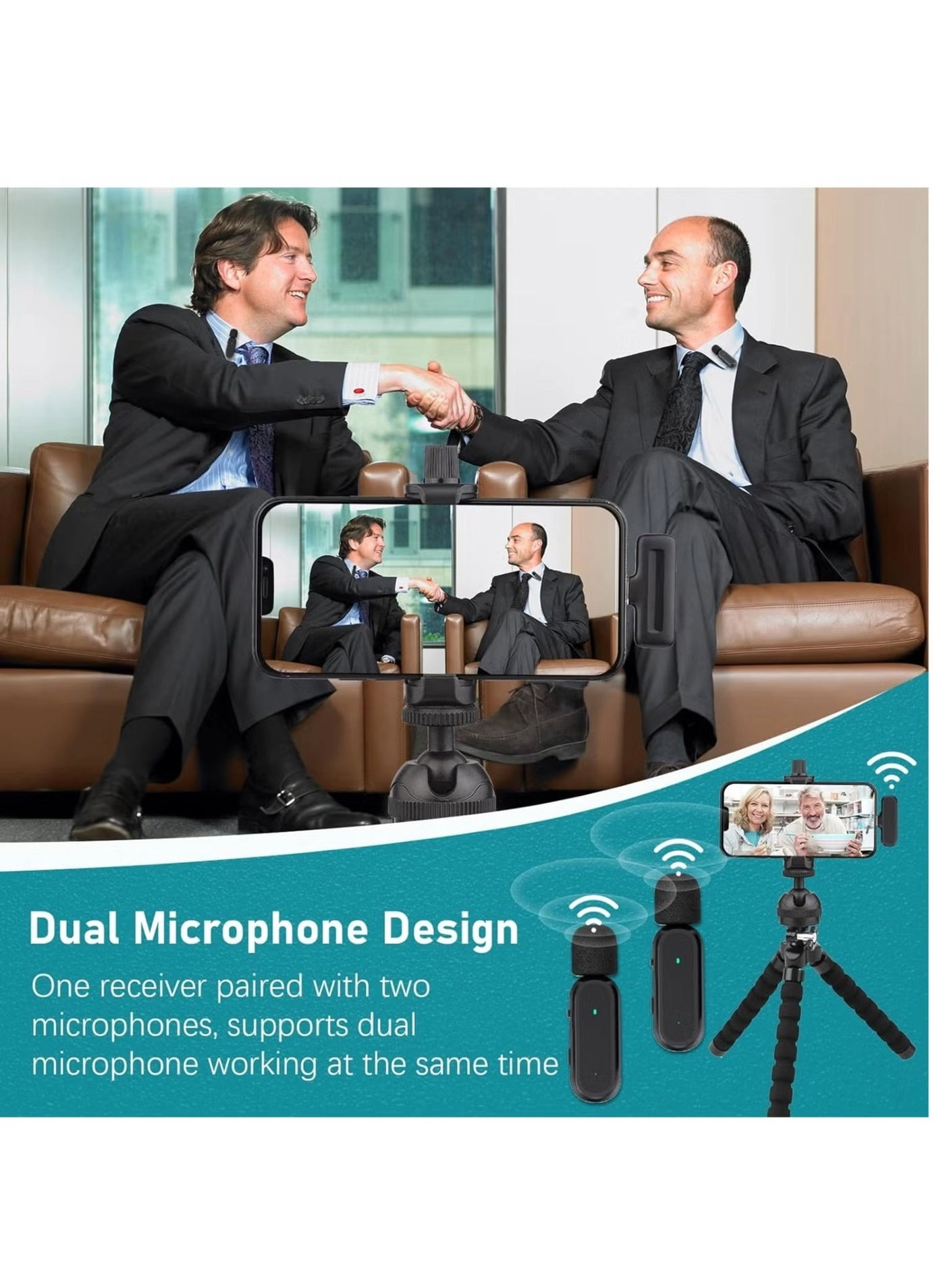 One-trigger-Two Wireless Clip-on Microphone System