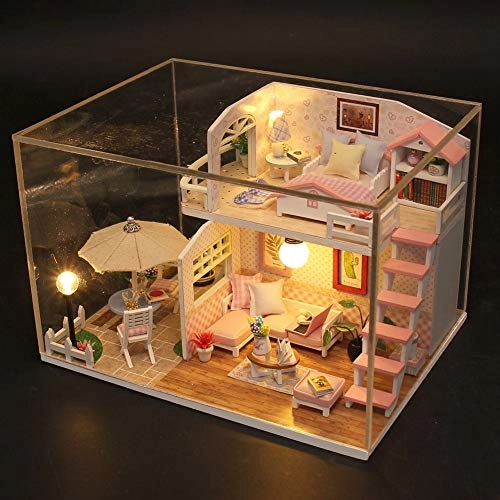 Miniature Wooden Dollhouse - 3D DIY LED lights