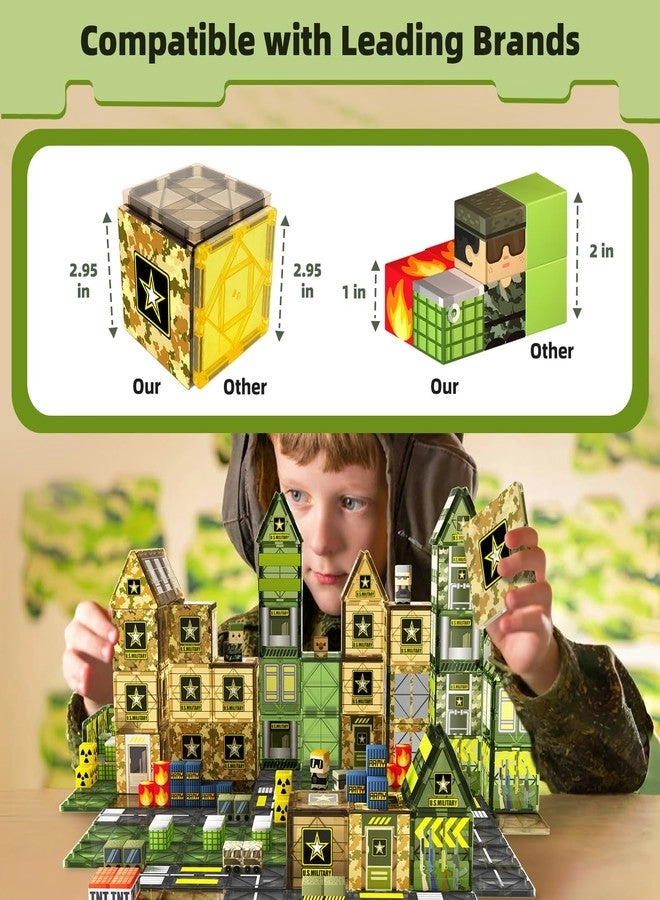 MAGNETIC TILES - army men, military base 100 pcs
