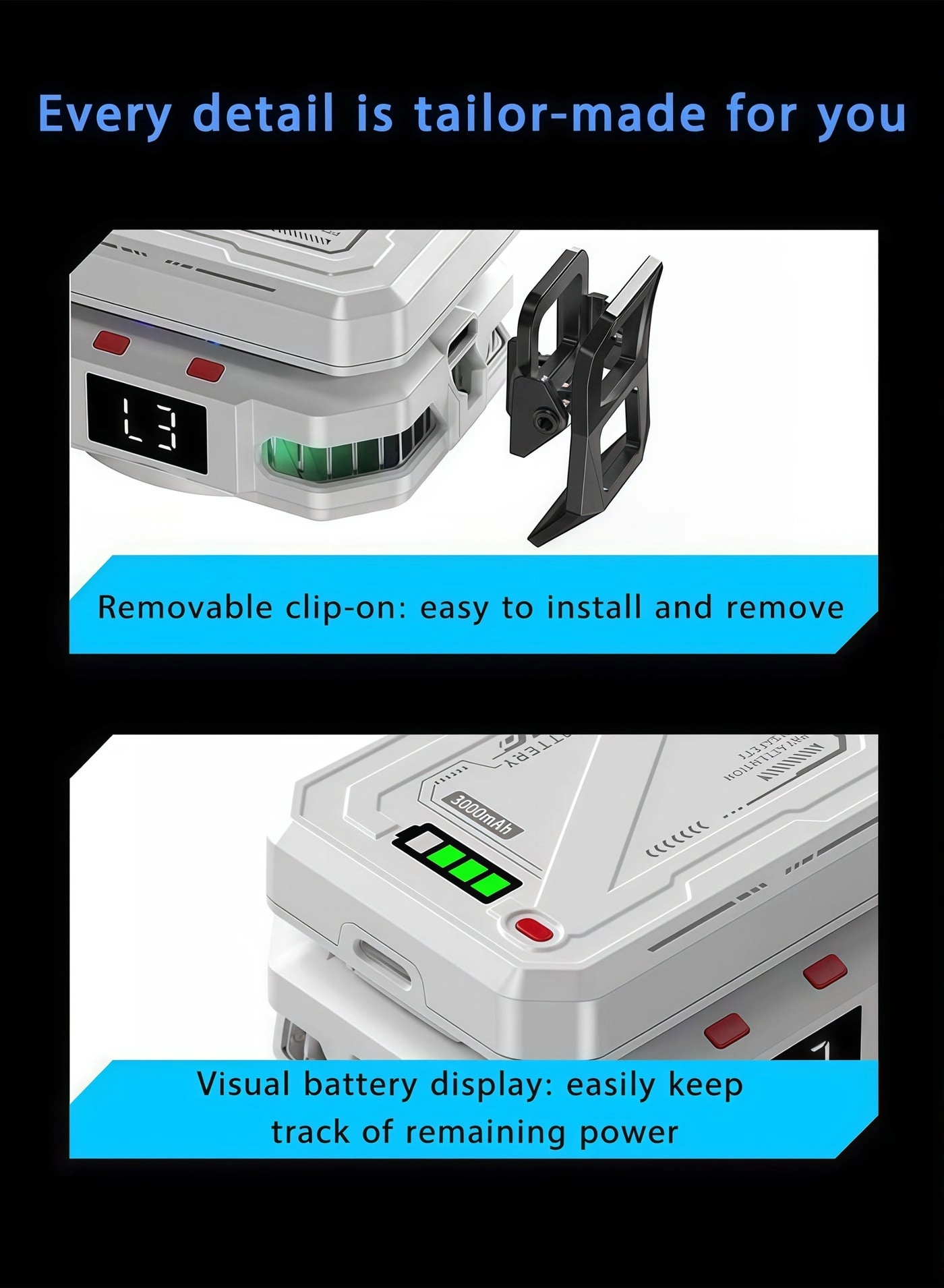 Magnetic Semiconductor Phone Cooler - RGB Lights 3000mAh Battery iPhone & Android Compatible