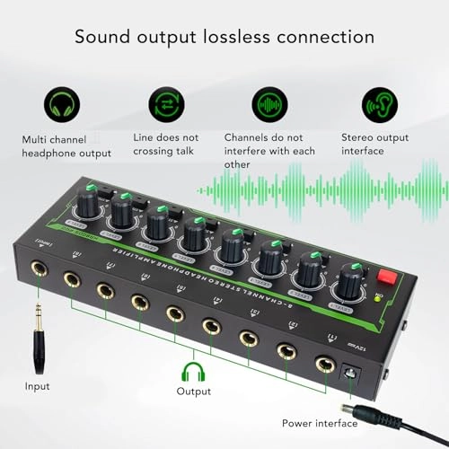 8 Channel Headphone Amplifier - Metal Independent Volume Control