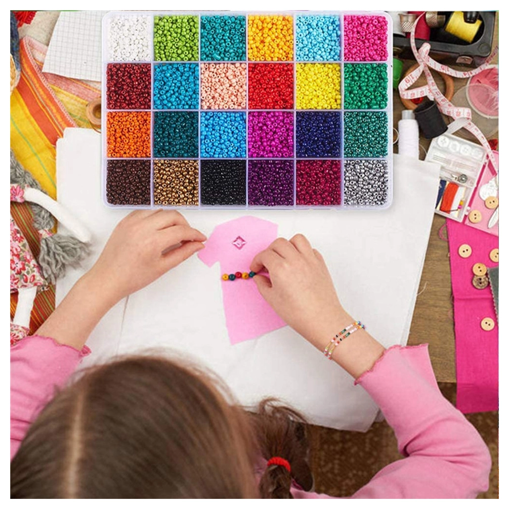 Seed & Alphabet Beads - 24 assorted colors 3800 pcs