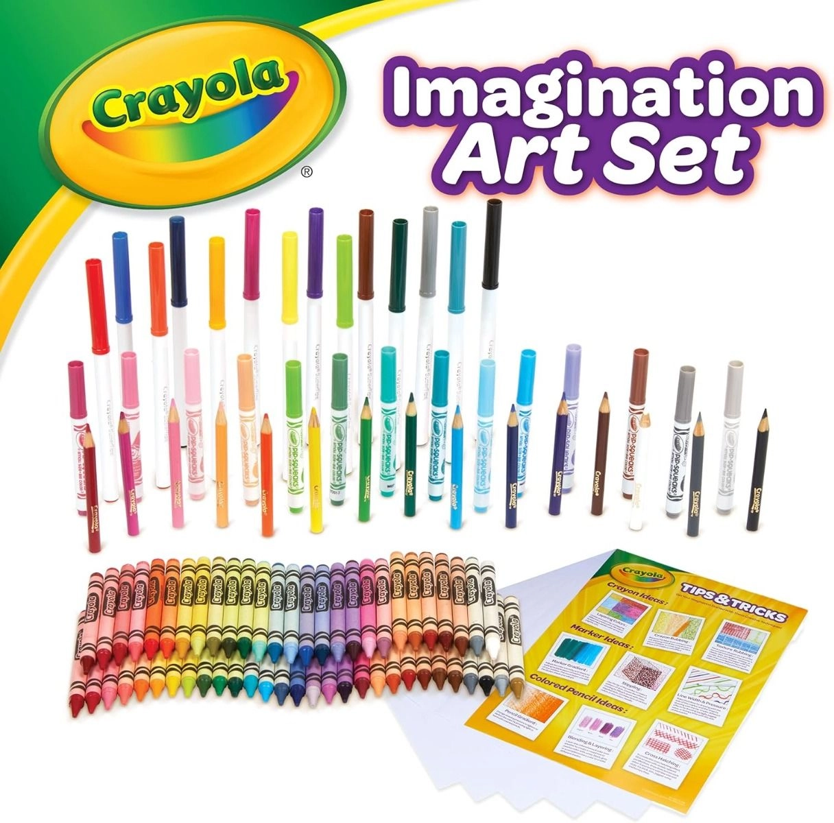 Imagination Art Set - 115 piece(s) 14 Washable Super Tips Markers 15 Short Colored Pencils 14 Washable Pip Squeaks Skinnies Markers 56 Crayons