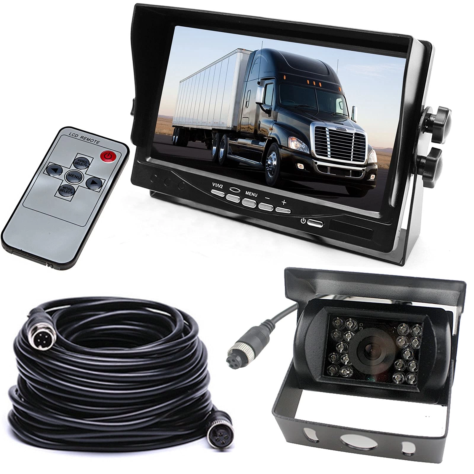 HUACANG Rearview Camera - Night Vision + 7" TFT LCD Monitor - 800x480