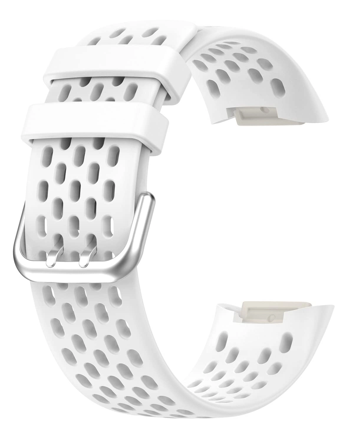 Watch Band for Fitbit Charge 5 - Silicone Stainless Steel Buckle Coral Red