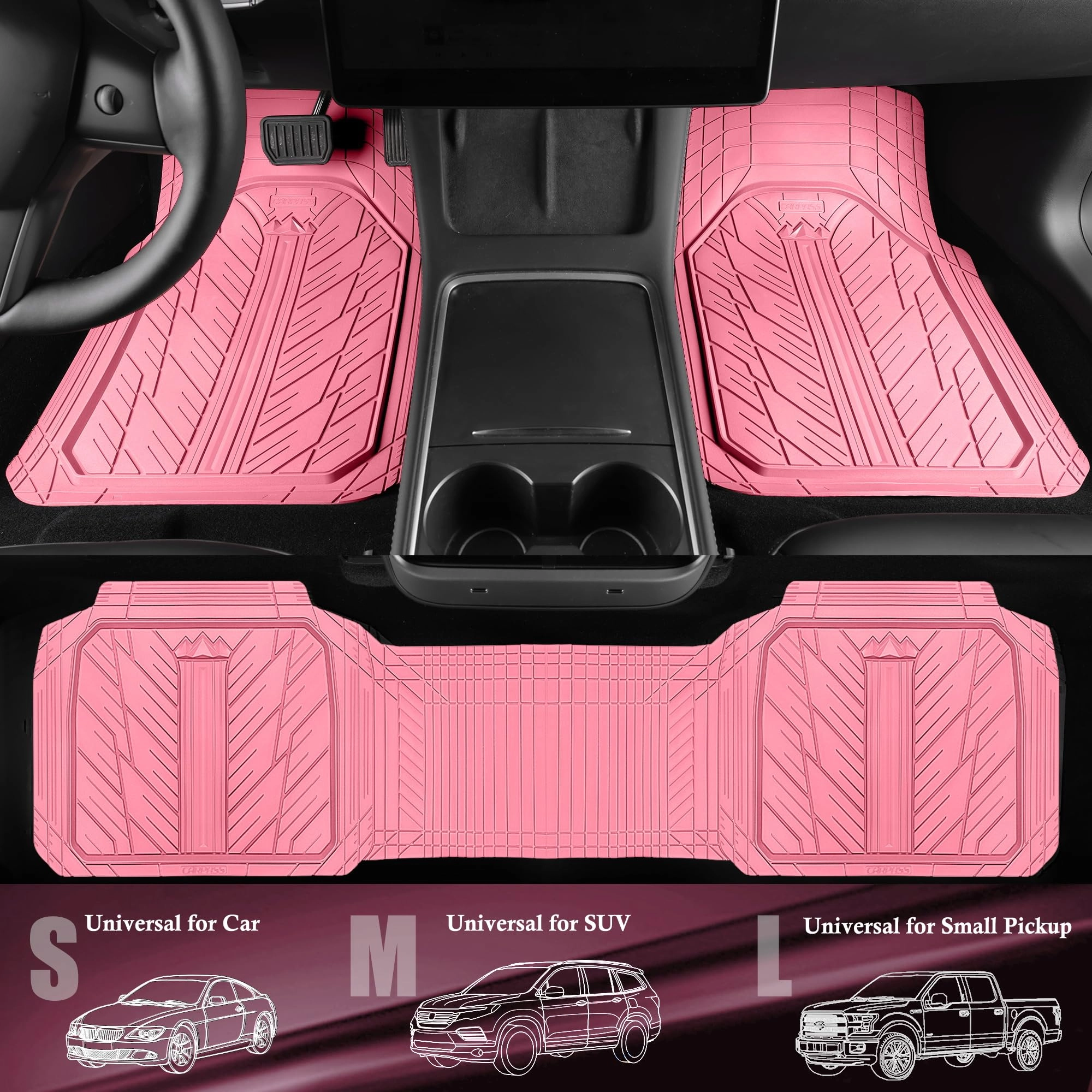 Rubber Floor Mats - All Weather Trim-to-Fit 3-Piece