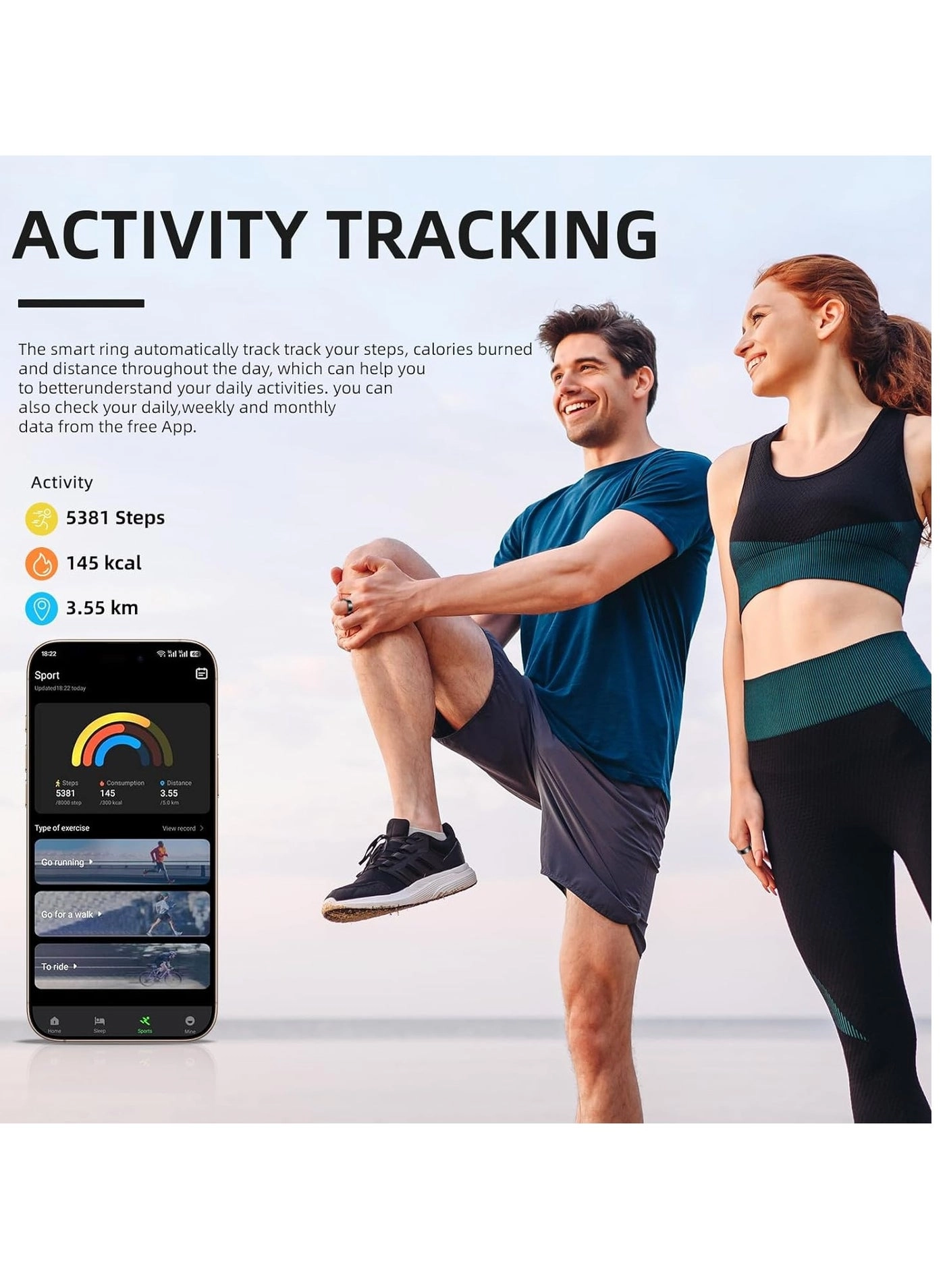 Smart Health Ring - Fitness Tracker Heart Rate Blood Oxygen