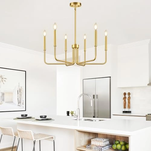 6-Light Farmhouse Chandelier - Black Indoor