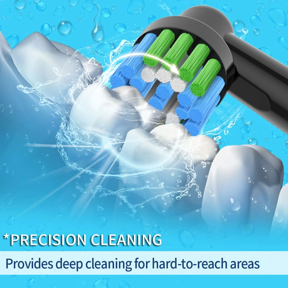 Replacement Heads Compatible with Electric Toothbrush - 8pcs 4 Precision Clean 4 Cross Clean Black